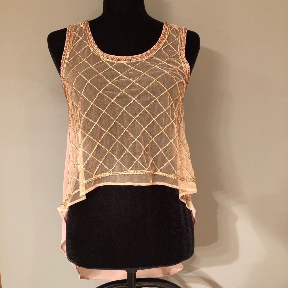 High Low gold beaded tank.